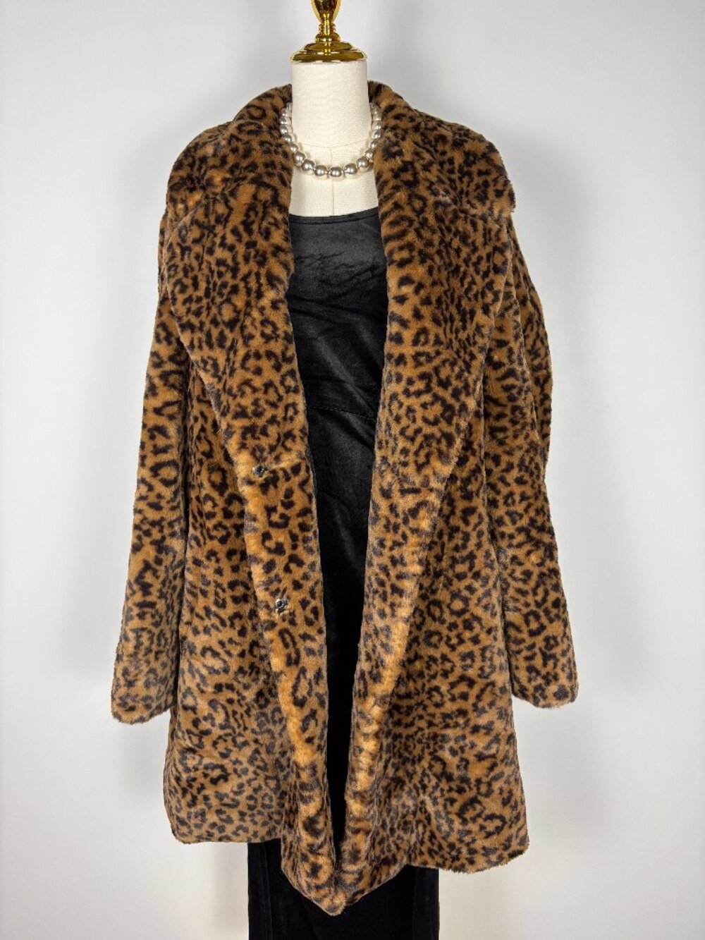 Sebby Collection 2X Leopard Faux Fur Coat Plus Size Animal Print Long Jacket New